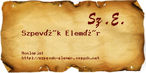 Szpevák Elemér névjegykártya